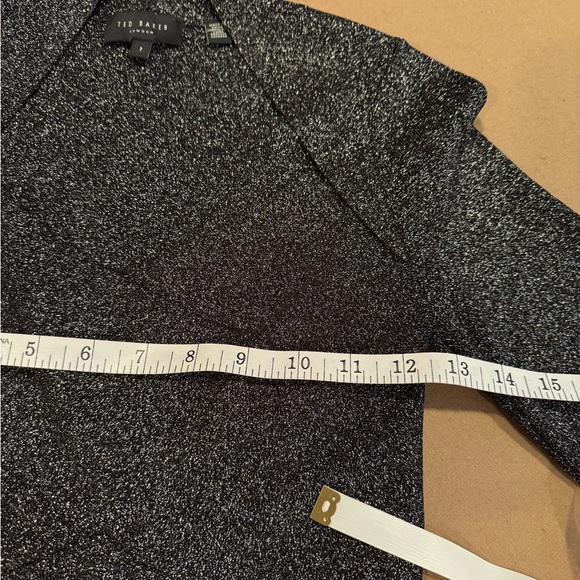 Ted Baker London Eloisy Black Sparkle Knit Fitted Top - Size 1 - Picture 12 of 14